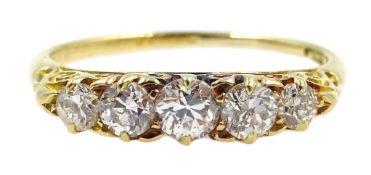Victorian 18ct gold five stone diamond ring, diamond total weight approx 0.