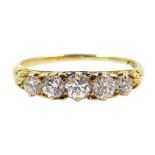 Victorian 18ct gold five stone diamond ring, diamond total weight approx 0.