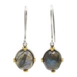 Pair of silver labradorite pendant earrings,