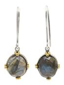 Pair of silver labradorite pendant earrings,