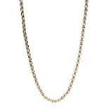 Early 20th century gold belcher chain necklace with barrel clasp, stamped 9c,