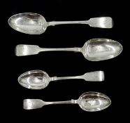 Pair of Victorian silver desert spoons fiddle pattern by Josiah Williams & Co,