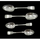 Pair of Victorian silver desert spoons fiddle pattern by Josiah Williams & Co,