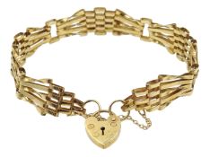 9ct gold five bar gate bracelet hallmarked,