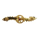 Victorian 15ct gold ruby set bar brooch, Chester 1900 Condition Report 2.