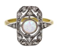 Silver-gilt opal ring,