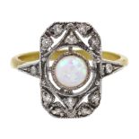 Silver-gilt opal ring,