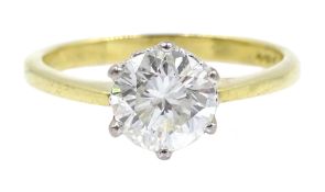 18ct gold brilliant cut diamond solitaire ring, diamond approx 1.