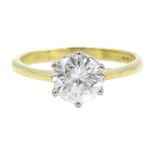 18ct gold brilliant cut diamond solitaire ring, diamond approx 1.