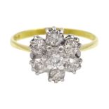 18ct gold seven stone diamond cluster ring, London 1978 Condition Report Approx 2.