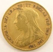 Queen Victoria 1896 gold half sovereign