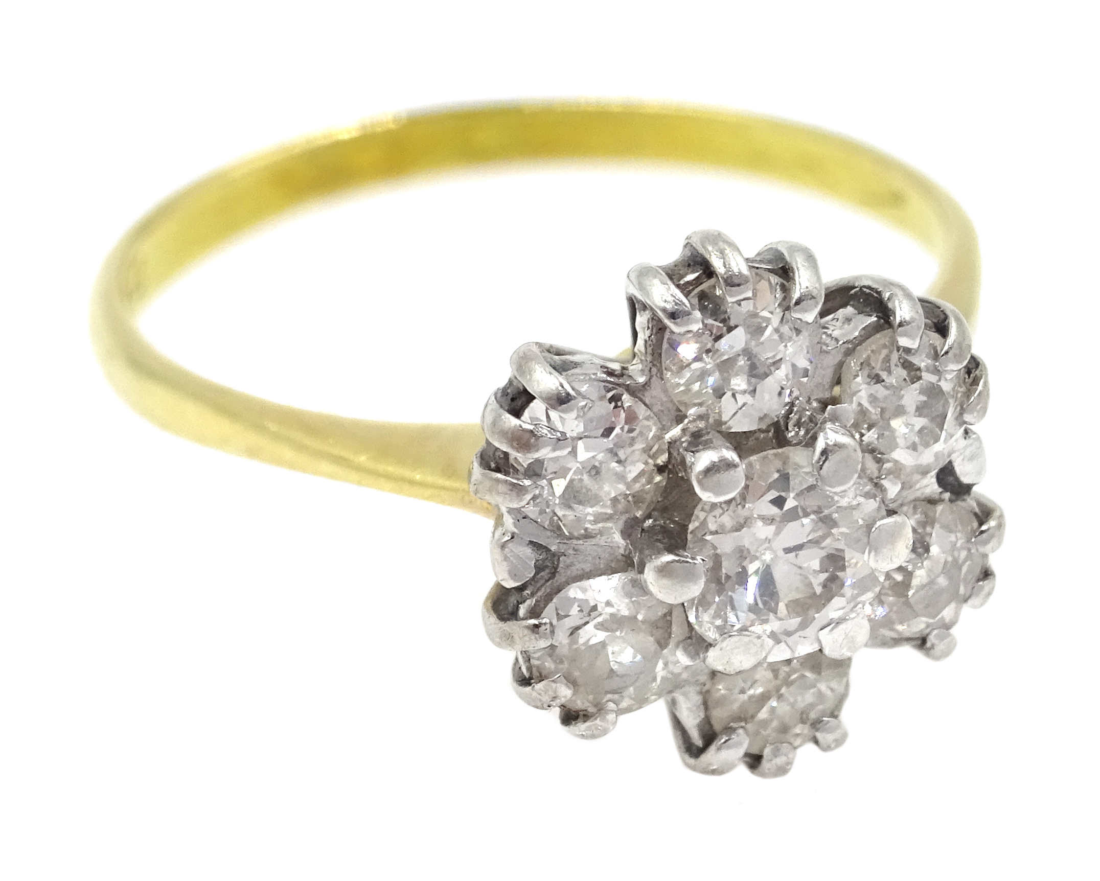 18ct gold seven stone diamond cluster ring, London 1978 Condition Report Approx 2. - Image 3 of 4