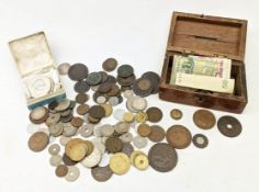 Collection of Great British and World coins including 1797 cartwheel penny, Canadian token,