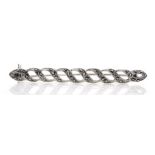 Silver marcasite bar brooch,