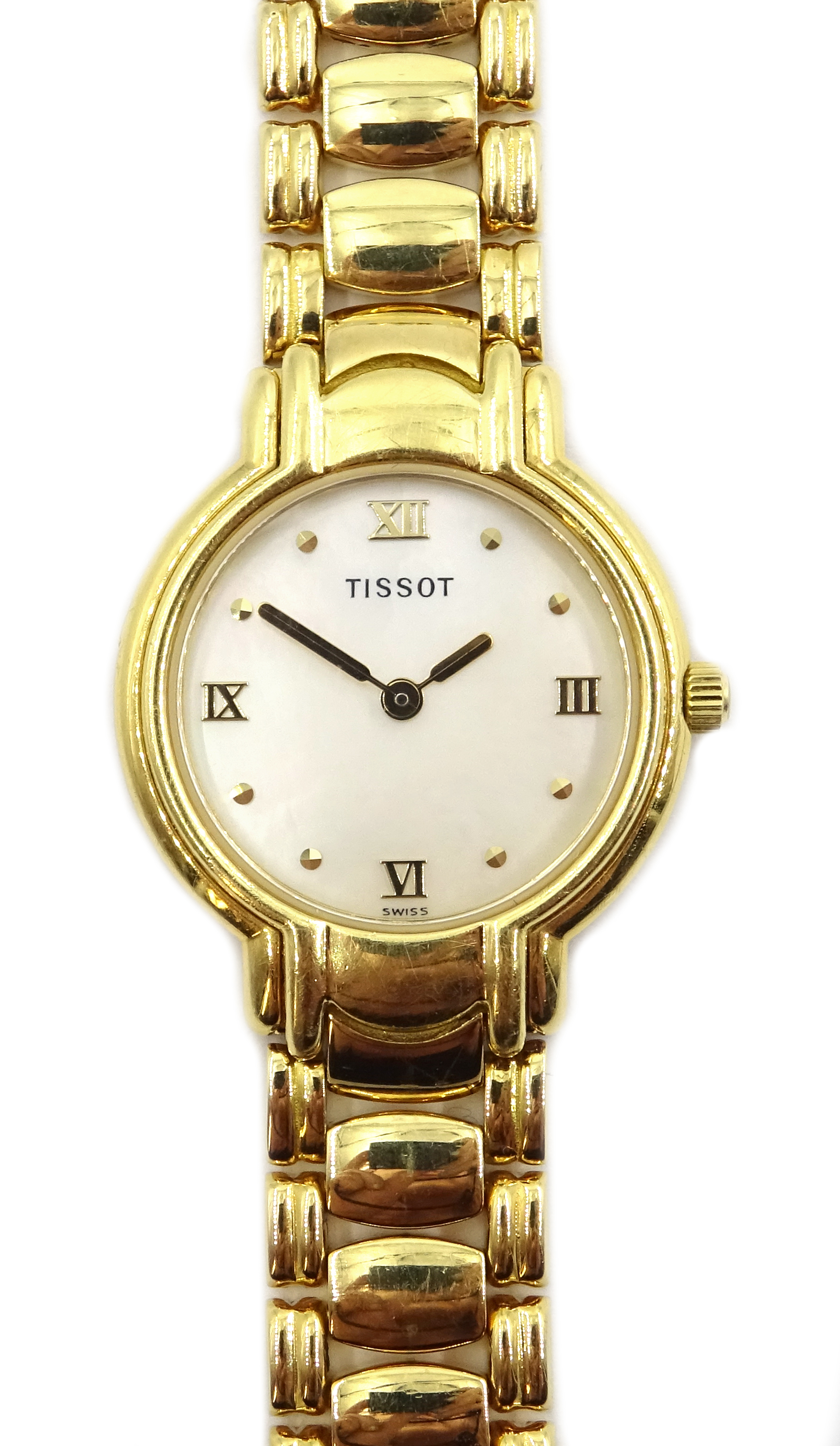 Tissot ladies's 18ct gold quartz bracelet wristwatch, mother of pearl dial No.T73.3.107.