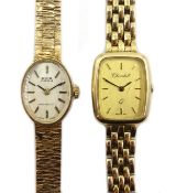 Avia 9ct gold ladies bracelet wristwatch and Churchill 9ct gold bracelet wristwatch,