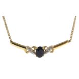 9ct gold sapphire and diamond necklace hallmarked Condition Report Approx 4.