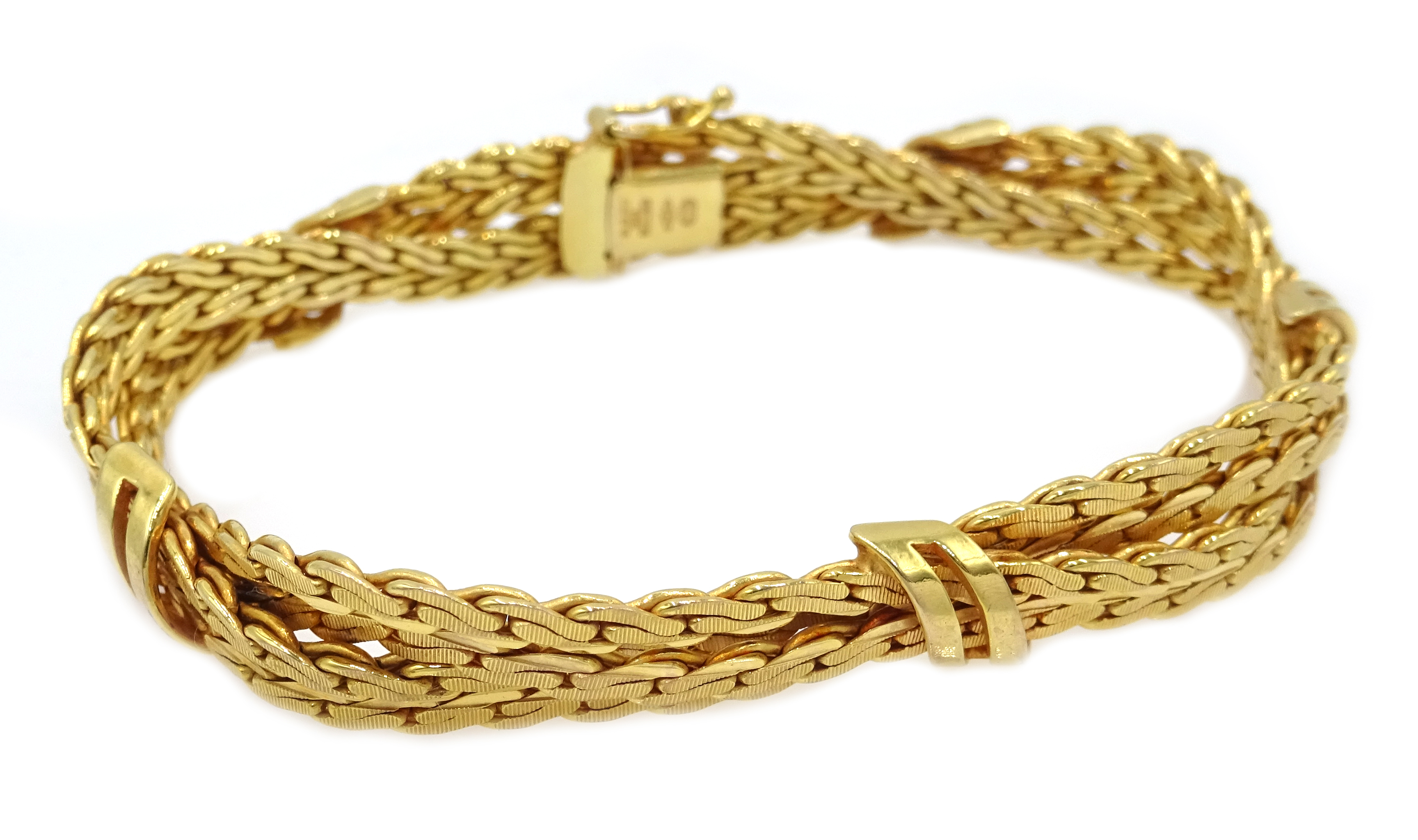 Gold link weave bracelet hallmarked 9ct, approx 25. - Image 2 of 5