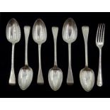 Set of six Irish Victorian silver spoons, Old English pattern by John Smyth,