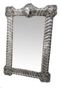 Edwardian silver mirror embossed decoration and cartouche by Henry Matthews,