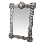 Edwardian silver mirror embossed decoration and cartouche by Henry Matthews,