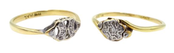 Two early 20th century gold diamond rings,