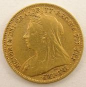 Queen Victoria 1900 gold half sovereign,
