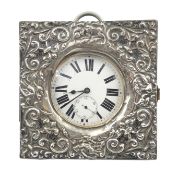 Goliath pocket watch top wind, in silver desk stand embossed decoration,