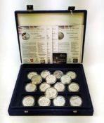 Nine silver proof five pound coins relating to the London 2012 Olympic Games,