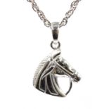 Silver horses head pendant necklace,