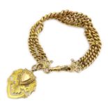 Victorian gold tapering double curb link chain bracelet with clip by Charles Daniel Broughton,