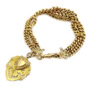 Victorian gold tapering double curb link chain bracelet with clip by Charles Daniel Broughton,