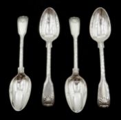 Four George III silver dessert spoons, fiddle thread & shell pattern Paul Storr, London 1817/19,
