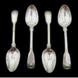 Four George III silver dessert spoons, fiddle thread & shell pattern Paul Storr, London 1817/19,