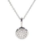 18ct white gold diamond circular pendant necklace,