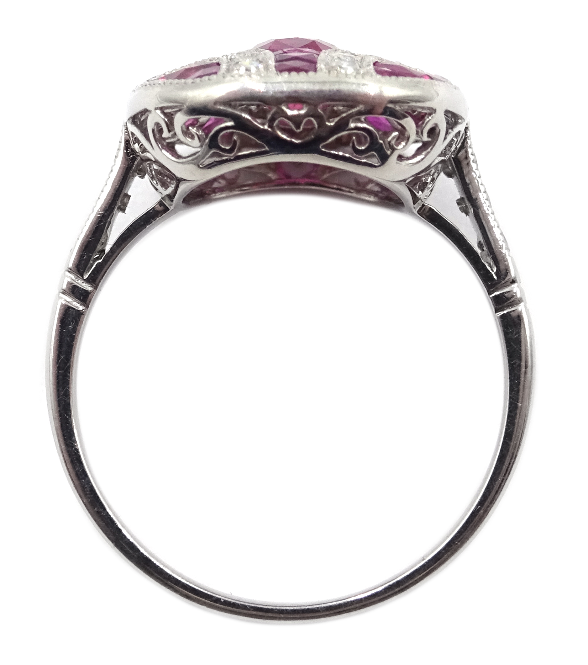 Platinum ruby and diamond panel dress ring Condition Report Tested as platinum, - Image 5 of 5