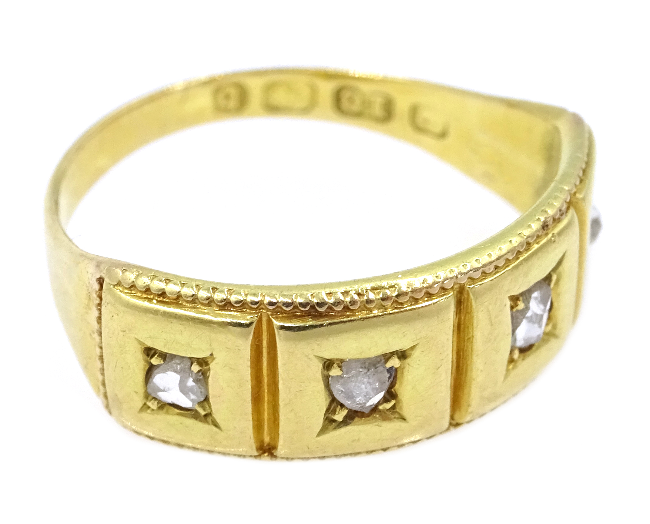 Victorian 18ct gold four stone diamond ring, - Image 2 of 3