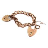 9ct rose gold child's bracelet with two heart lockets stamped 9ct, approx 10.