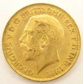 King George V 1911 gold half sovereign