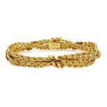 Gold link weave bracelet hallmarked 9ct, approx 25.