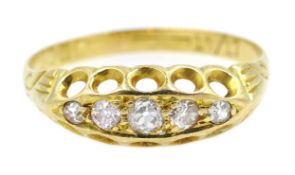 Victorian 18ct gold five stone diamond ring, hallmarked Condition Report Approx 2.