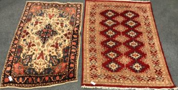 Persian style beige ground rug, central medallion,