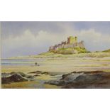 Kenneth W Burton (British 1946-): 'Bamburgh Castle Northumberland',