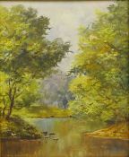 Lewis Creighton (British 1918-1996): Woodland River scene,