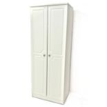 Ivory finish wardrobe, two doors enclosing fitted shelf and hanging rail, W74cm, H199cm,