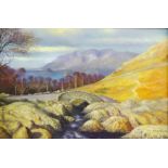 English School (20th century): Ashness Bridge above Derwent Water looking towards Skiddaw,