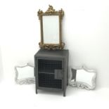 Industrial style metal bedside cabinet, single wire mesh door enclosing shelf (W41cm, H57cm, D32cm),