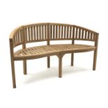 Solid teak serpentine garden bench, W146cm Condition Report <a href='//www.