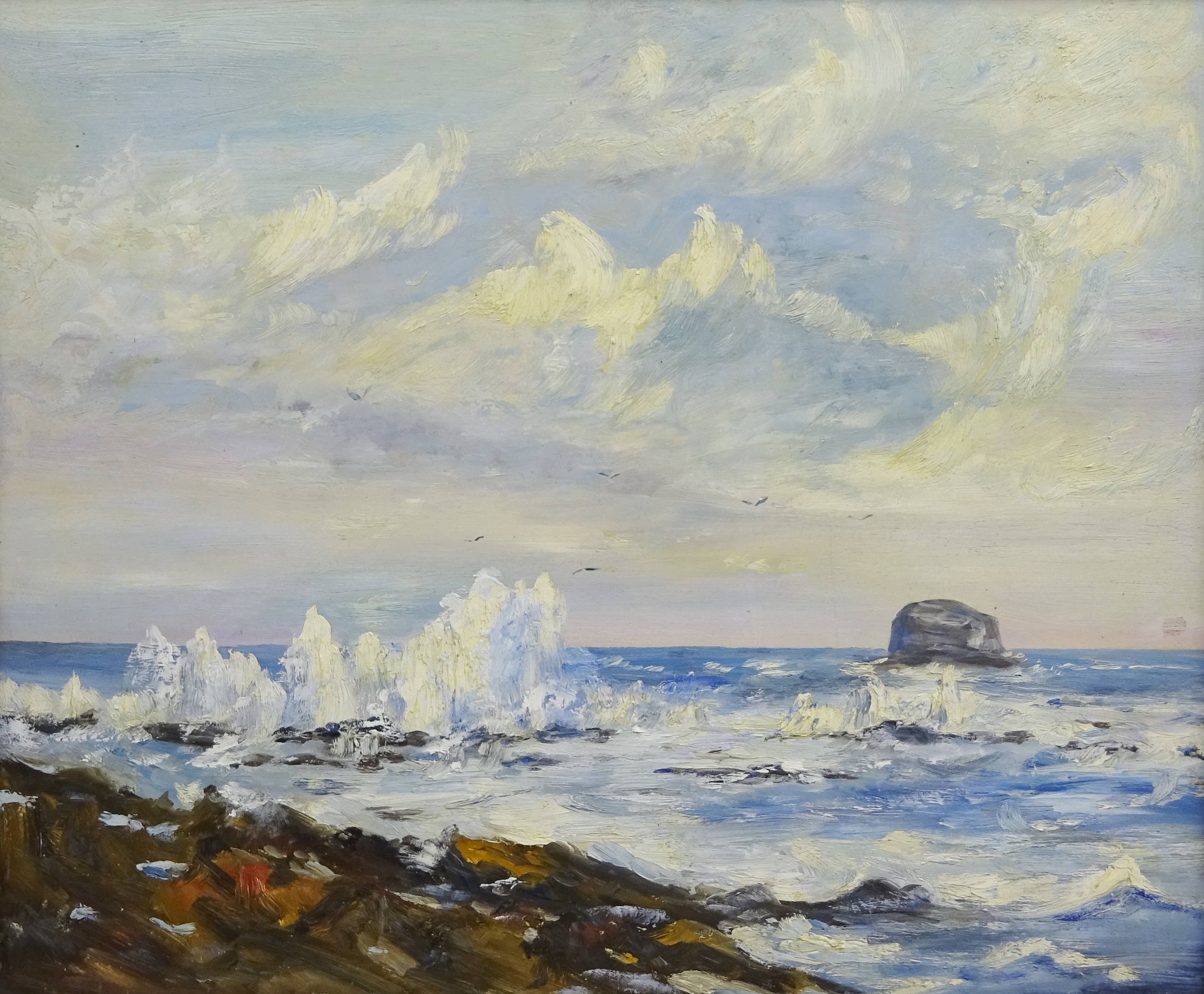 English School (20th century): Breaking Waves on the Shore,