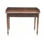 Victorian mahogany side table, raised gallery back, two drawers,
